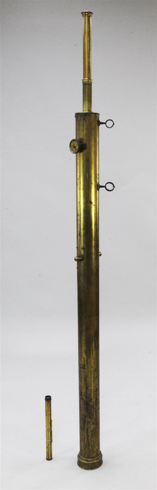 A large Victorian lacquered brass celestial telescope, by Lancaster of Birmingham, main tube 5ft